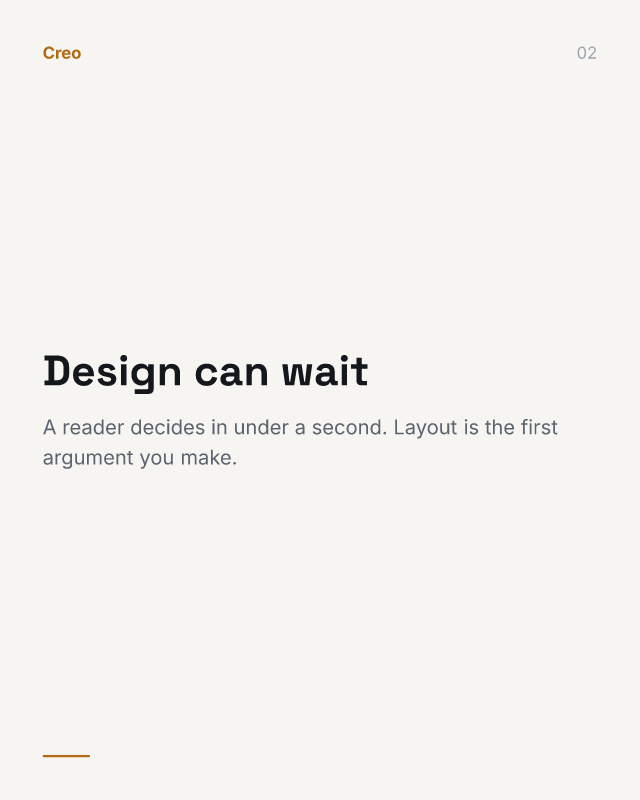 Slide 3: “Design can wait” with the explanation beneath